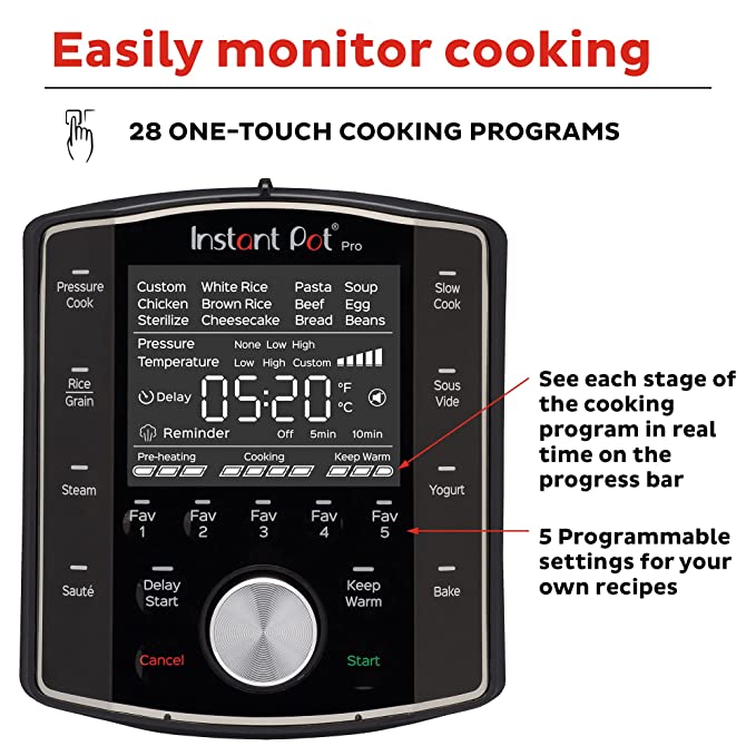 INSTANT POT PRO 6 Ltrs 10-IN-1 FUNCTIONALITY controls