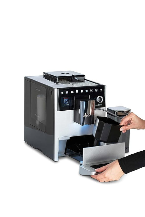 Melitta Latte Select Fully Automatic Coffee Machine with Grinder, Silver