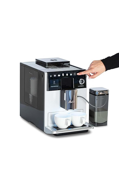 Melitta Latte Select Fully Automatic Coffee Machine with Grinder, Silver