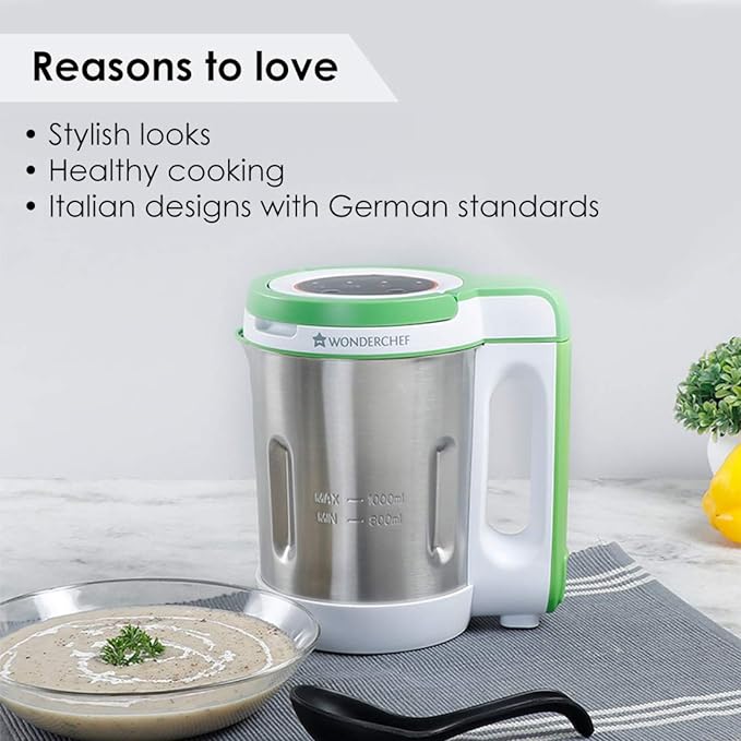 Soup Maker 1L, 800W Green and Silver Easy to use,