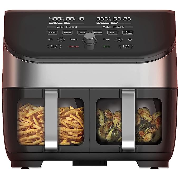 Instant Vortex Plus Dual 8 Liters Stainless Steel Air Fryer with ClearCook