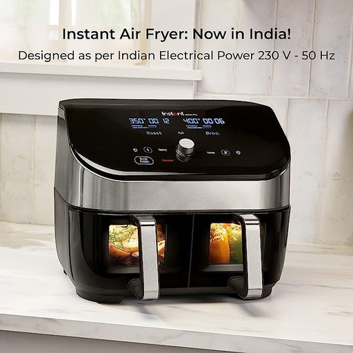 Instant India Vortex Plus Dual 8 Liters Stainless Steel Air Fryer with ClearCook