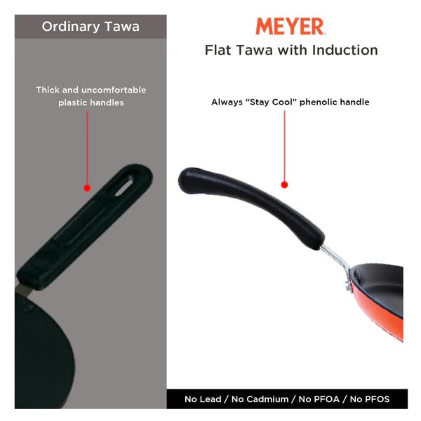 Meyer Flat Tawa Induction - staycool handle