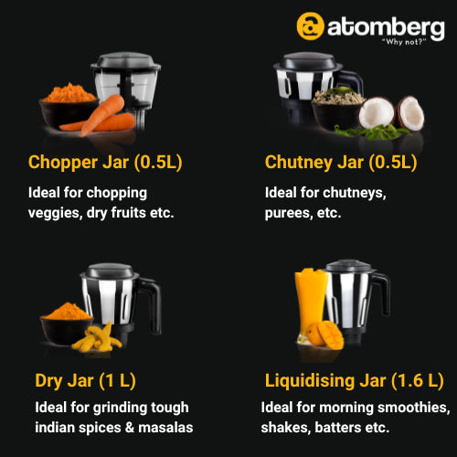 Atomberg MG 1 All-in-One Mixer Grinder with Chopper - jars