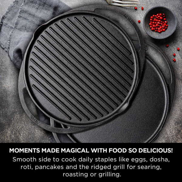 Meyer Pre-Seasoned Cast Iron Grillpan + Dosa Tawa