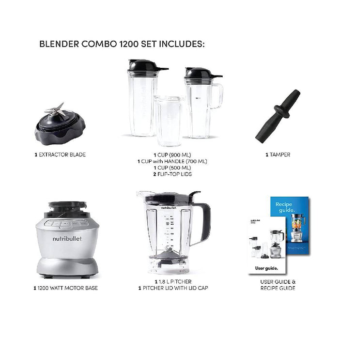 Nutribullet Blender Combo 1200 Watts Silver whats in the box