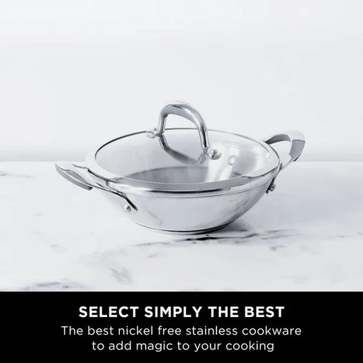 Meyer Select Stainless Steel Kadai with glass lid