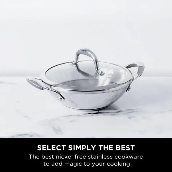 Meyer Select Stainless Steel Kadai with glass lid