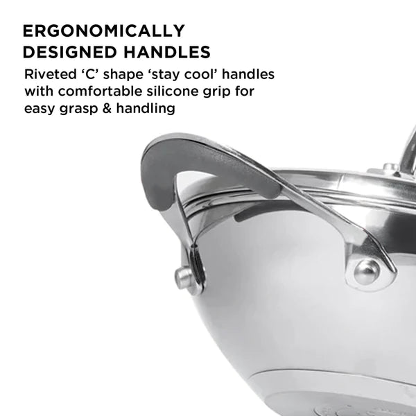 Meyer Select Stainless Steel Kadai 22cm / 30cm (Induction & Gas Compatible)